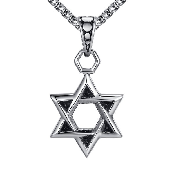 Stainless Steel Star of David Religious Pendant Necklace- 24" Link Chain- aap119 - CL12O8KUNVY