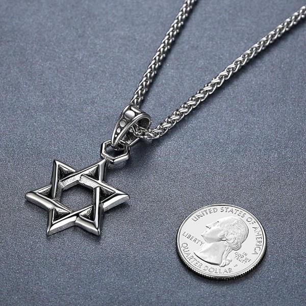 Stainless Steel Star of David Religious Pendant Necklace- 24