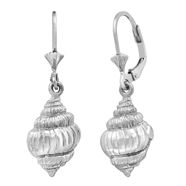 Sterling Silver Seashell Leverback Earrings - CW12702MPZF