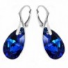 Sterling Silver Made with Swarovski Elements Electric Blue Teardrop Leverback Earrings for Women - C811LTPGIFX