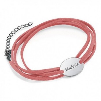 Suede Wrap Bracelet with Personalized Charm- Custom Made with Any Name! - Pink - C211IYVRWJV