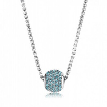 LOYALLOOK Stainless Steel Birthstone Charm Beads Necklace for Women 18" Rolo Necklace - March-Aquamarine - CF183905C75