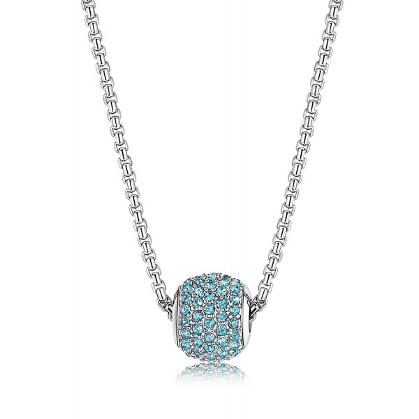 LOYALLOOK Stainless Steel Birthstone Charm Beads Necklace for Women 18" Rolo Necklace - March-Aquamarine - CF183905C75