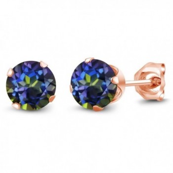 1.20 Ct Round Shape Blue Mystic Topaz Rose Gold Plated Silver Stud Earrings - CC1176PSU5V