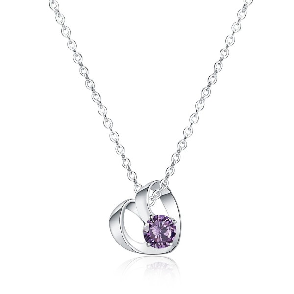 Florensi Sterling Silver Heart Necklace - Elegant Everyday Necklace With Cubic Zirconia Stone - CO188NSHLIN