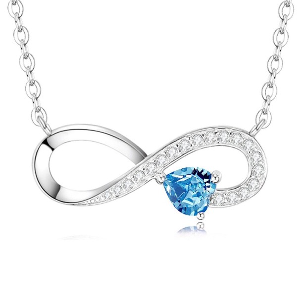 Birthstone Infinity Aquamarine Swarovski Anniversary - Blue Love Heart Infinity Necklace Jewelry - CZ187Q4S96C