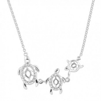 Turtle Family Necklace with Cubic Zirconia in Sterling Silver - CF17Y0ZY350