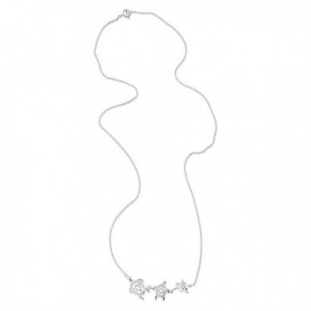 Turtle Family Necklace Zirconia Sterling