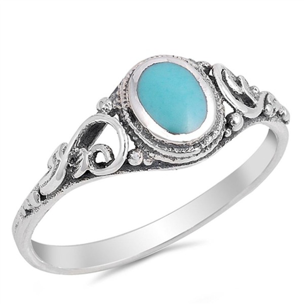 Sterling Silver Ring - Simulated Turquoise - CW129R7XON3