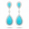 JanKuo Jewelry Rhodium Plated Artificial Turquoise Color with Cubic Zirconia Drop Earrings - CE11681QPZV