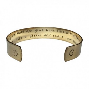 Only An Aunt Can Give Hugs Like A Mother- Keep Hand Stamped 1/2" Brass Cuff Bracelet - C312N3YC3D5