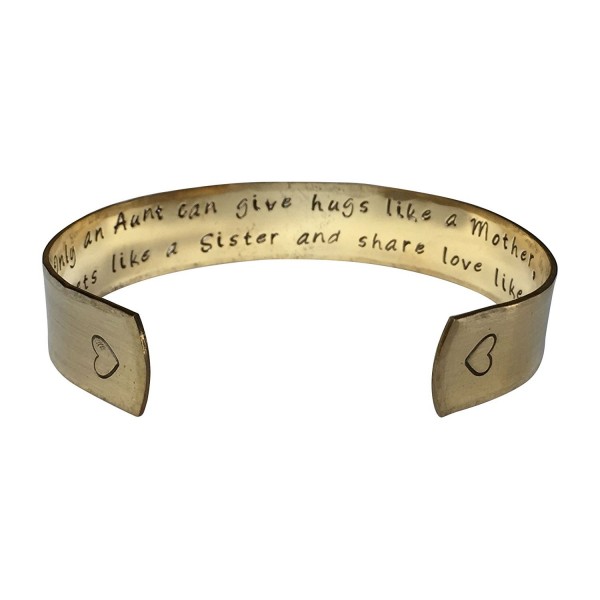 Only An Aunt Can Give Hugs Like A Mother- Keep Hand Stamped 1/2" Brass Cuff Bracelet - C312N3YC3D5