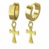 BSJ Stainless Steel Cross Drop Small Hoop Goldtone Huggie Earrings - C7116L1MJVR