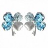 Four Leaf Clover Heart Shaped Swarovski Elements Crystal Rhodium Plated Stud Earrings - Blue - C61108EN1G5