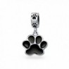 Bling Jewelry 925 Silver Black Enamel Dog Paw Animal Dangle Bead Charm - C811TJ1YOIR