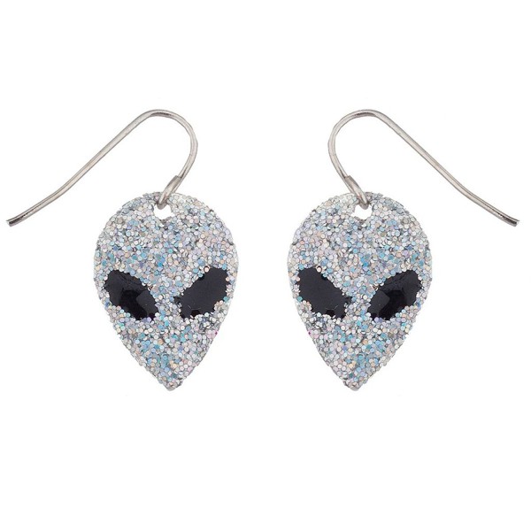 Lux Accessories Outer Space Glitter Alien Faces dangle earrings - CQ12F77TM47