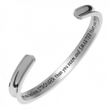 Cuff Bangle Bracelet You Are Braver than You Believe Stainless Steel Inspirational Jewelry - C9186M58LTD