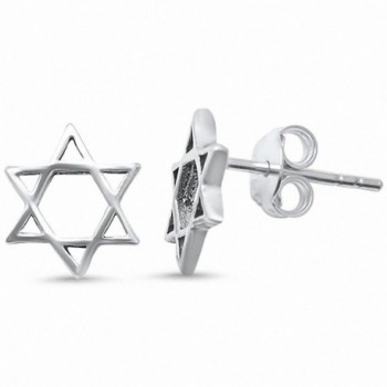 Plain Star of David Stud Earrings 925 Sterling Silver Choose Color - Sterling Silver - CD188GW55DO