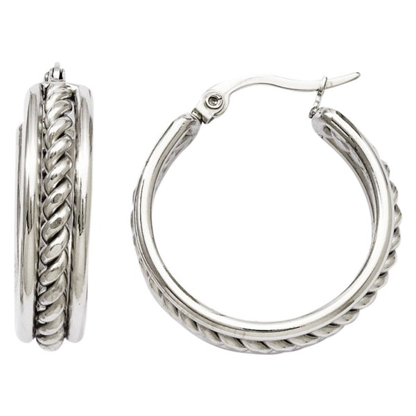 Stainless Steel 20mm Twisted Middle Hoop Earrings with Vi Star Polishingcloth - C511HUO0JST