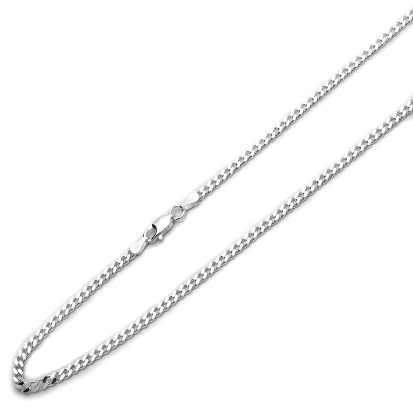 Sterling Silver 3mm Italian Solid Curb Link Chain Necklace(16- 18- 20- 22- 24- 16- 30 Inch) - CB118SQSV2J
