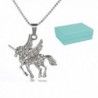 Unicorn Pendant Necklace for Girls- Women- Kids- White Gold Plated Jewel w/ Gift Box (BLU LILY) - C0188T8UEZN