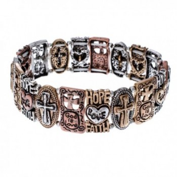 PammyJ Tri Tone Charms Stretch Bracelet