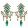 EleQueen Women's Austrian Crystal Art Deco Chandelier Bridal Teardrop Earrings - Antiqued-gold-tone Emerald Color - CH122UWHV3L