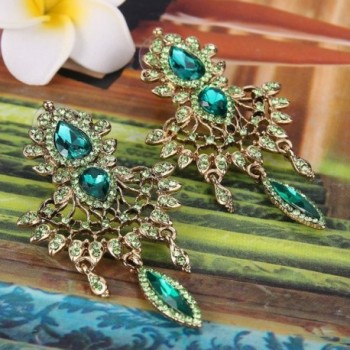 EleQueen Austrian Chandelier Teardrop Antiqued gold tone in Women's Drop & Dangle Earrings