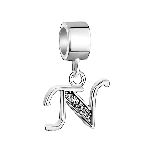 Q&Locket Letter A-Z Charms 925 Sterling Silver Dangle Alphabet Initial Bead For Bracelet - N - C517YZK2O3W