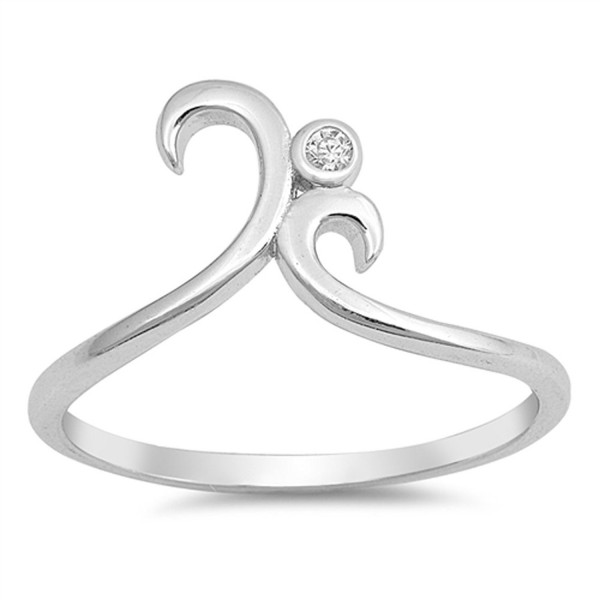 White CZ Solitaire Swirl Statement Ring New .925 Sterling Silver Band Sizes 4-10 - CV12O91LXUQ