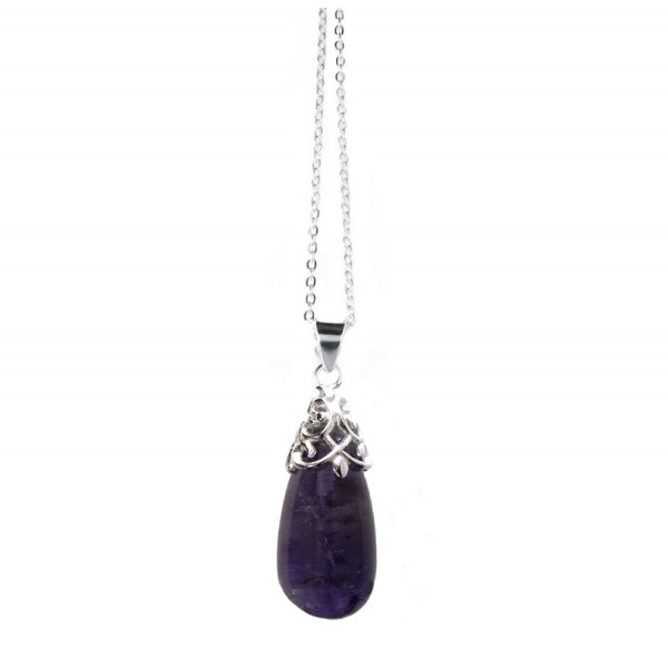 Sterling Amethyst Teardrop Necklace Extender - CE11O0Y1BKH