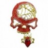 TTjewelry Fashion Retro Style Halloween Skull Spider Red Rhinestone Crystal Brooch Pin Pendant - C6124TJDPFV
