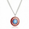 Marvel Comics Boys' Stainless Steel Captain America Shield Chain Pendant Necklace- 16" - CF11WSVA1YF