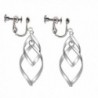Clip On Earrings Hollow Leaf Earrings Dangle No Piercing Silver Tone Plated Proms - CO187WHTLNU