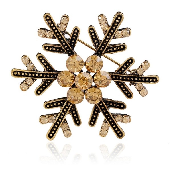 MUZHE Creative Snowflake Cactus Zircon Hollow Christmas Tree Brooch Pin for Women Christmas Gifts - Champagne - CC188YYGWW7