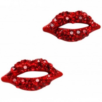Easter Gifts - Cute Crystal Kiss Lips Love Stud Earrings - for Wife Daughter Girlfriend Best Friends - Red - CQ119CNI87P