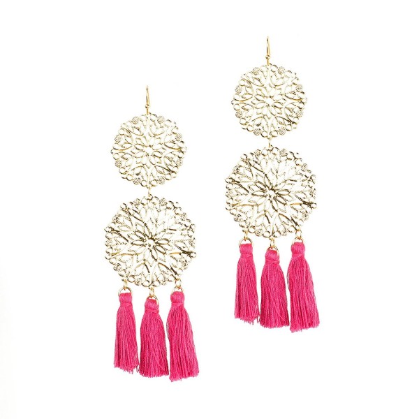 Women's Tassel Drop Earrings Gold Colors by Shelby Dillon - Pink - CA1808KKQ4M