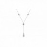 Women Sterling Silver Spectacular Crystal Tear Drop Y Necklace. 16''+2'' Diamond Cut Cable Chain - Rainbow - C912J57API1