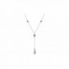 Women Sterling Silver Spectacular Crystal Tear Drop Y Necklace. 16''+2'' Diamond Cut Cable Chain - Rainbow - C912J57API1
