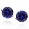 Sterling Silver 2 Ct Round Created Blue Sapphire Stud Earrings - C812FPI658J