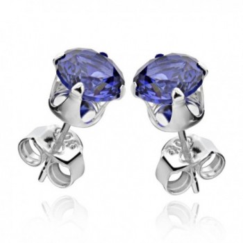 Sterling Silver Created Sapphire Earrings in Women's Stud Earrings