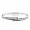 Women's 2 Row Swarovski Crystal Stud Flex Wrap Bracelet - Clear/Silver-Tone - CR11OFX13BZ