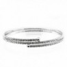 Women's 2 Row Swarovski Crystal Stud Flex Wrap Bracelet - Clear/Silver-Tone - CR11OFX13BZ