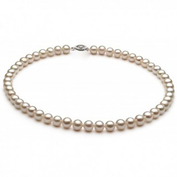 Everyday 10K Gold White Freshwater Cultured Pearl Necklace- 18 Inch Princess Length - CY12O1X1K5D