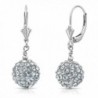 Sterling Silver Round Crystal Ball Drop Dangle Earrings with Leverbacks - C512N2MU8Y9