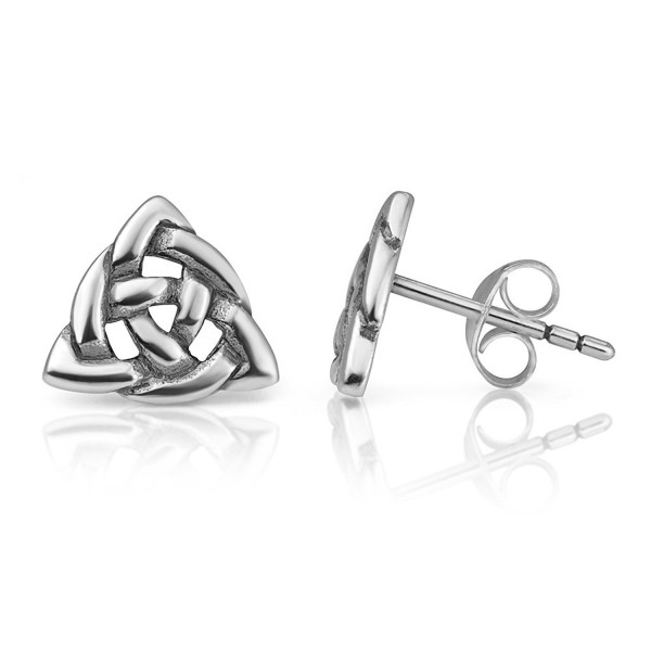 925 Sterling Silver Tiny Open Celtic Trinity Triangle Triquetra Knot Post Stud Earrings 9 x 10 mm - C912O7ACR8K