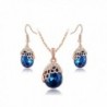 AROUND 101 warovski Elements Austrian Crystal Blue Water Drop Zircon Pendant Necklace Dangle Earrings Jewelry Set - C012FH023DB