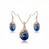AROUND 101 warovski Elements Austrian Crystal Blue Water Drop Zircon Pendant Necklace Dangle Earrings Jewelry Set - C012FH023DB