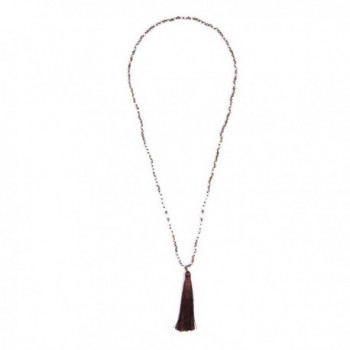 XZP Fashion Beaded Strand Necklace Women's Summer Tassels Necklace for Sweater - Brown - CX188RH0T2A