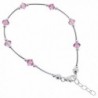 Gem Avenue Sterling Silver Swarovski Elements Pink Bicone Crystal Ankle Bracelet 9 to 10 inch Adjustable - CB111CRMFFP